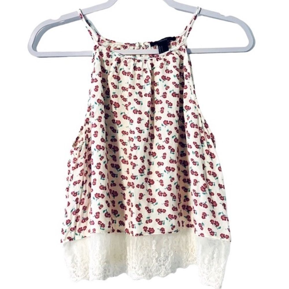 Forever 21 Women’s High Neck Halter Flower Lace Tank Top Size Large